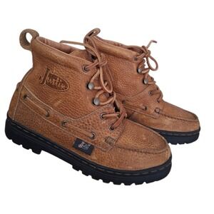 Justin Leather Western Chukka Boots Womens Size 6M Lace Up Grungecore Workwear